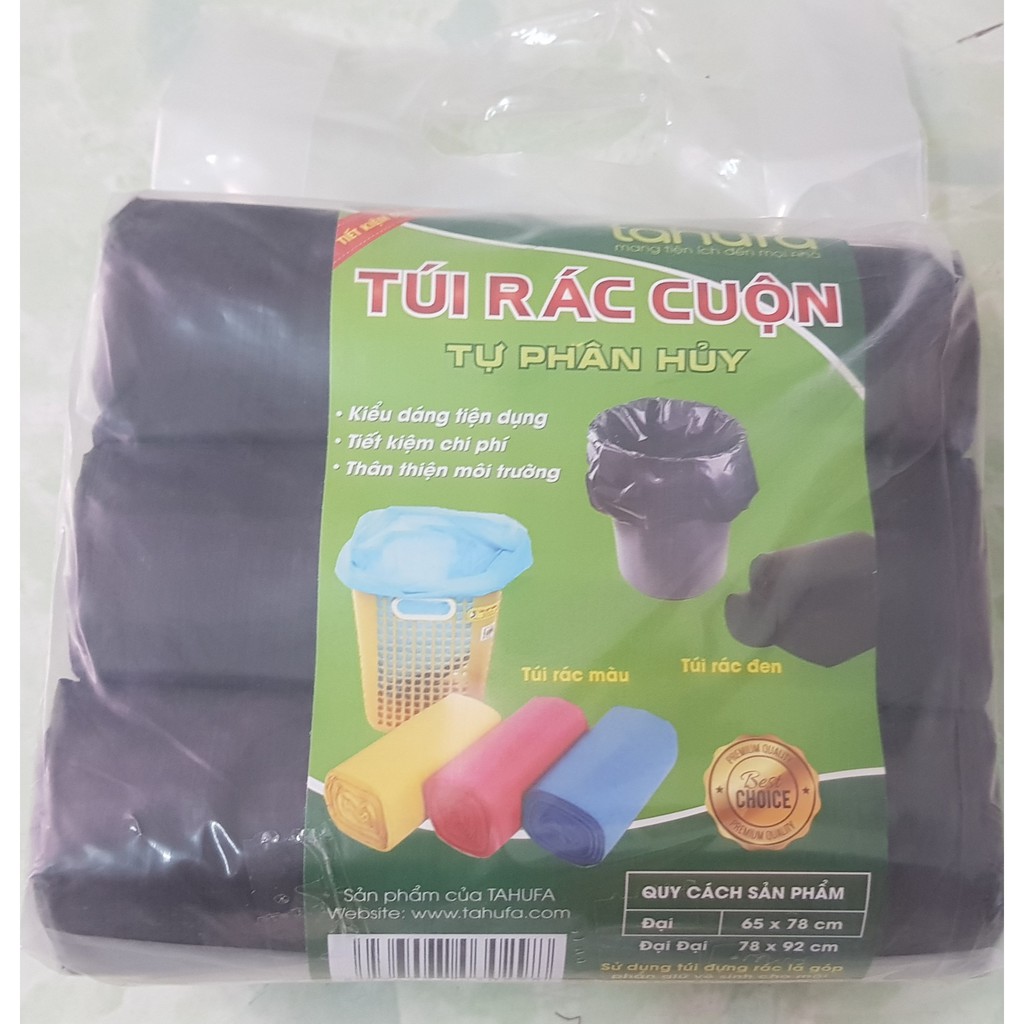 Combo 3 Cuộn Túi Rác Đen Tiết Kiệm, Tự Phân Hủy Ecook - nhiều size