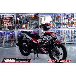 tem trùm exciter 150 cá mập trắng đỏ