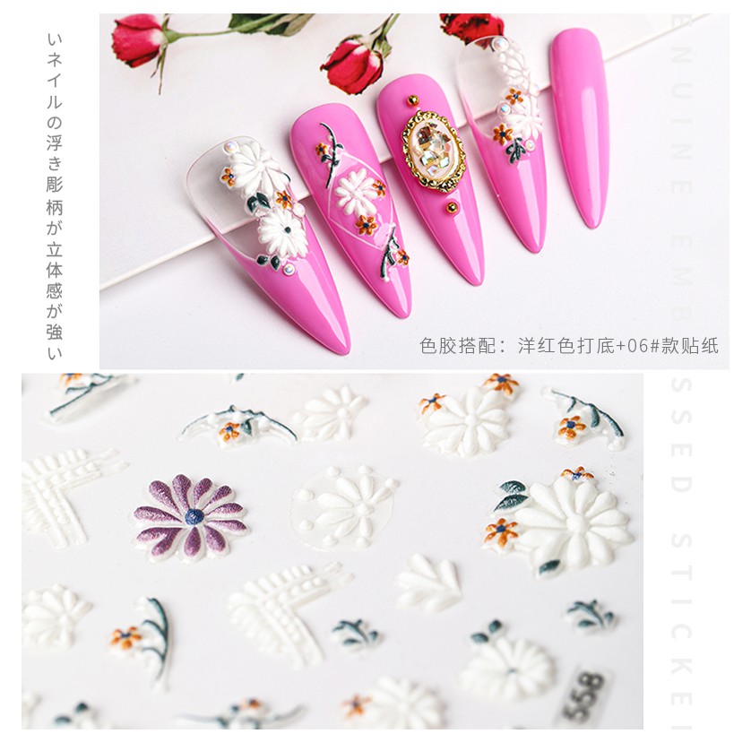 Dán Nail Sticker 5D Nổi Cực Đẹp Những Mới Nhất 2021 - Lẻ 1 Cái