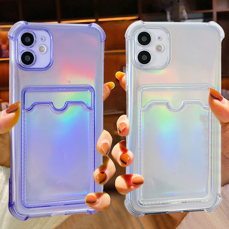 Ốp Điện Thoại Trong Suốt Chống Sốc Có Ngăn Đựng Thẻ Cho Iphone 14 Pro Max 11 12 Pro Max Ix Xs Max Xr I7 8 Plus