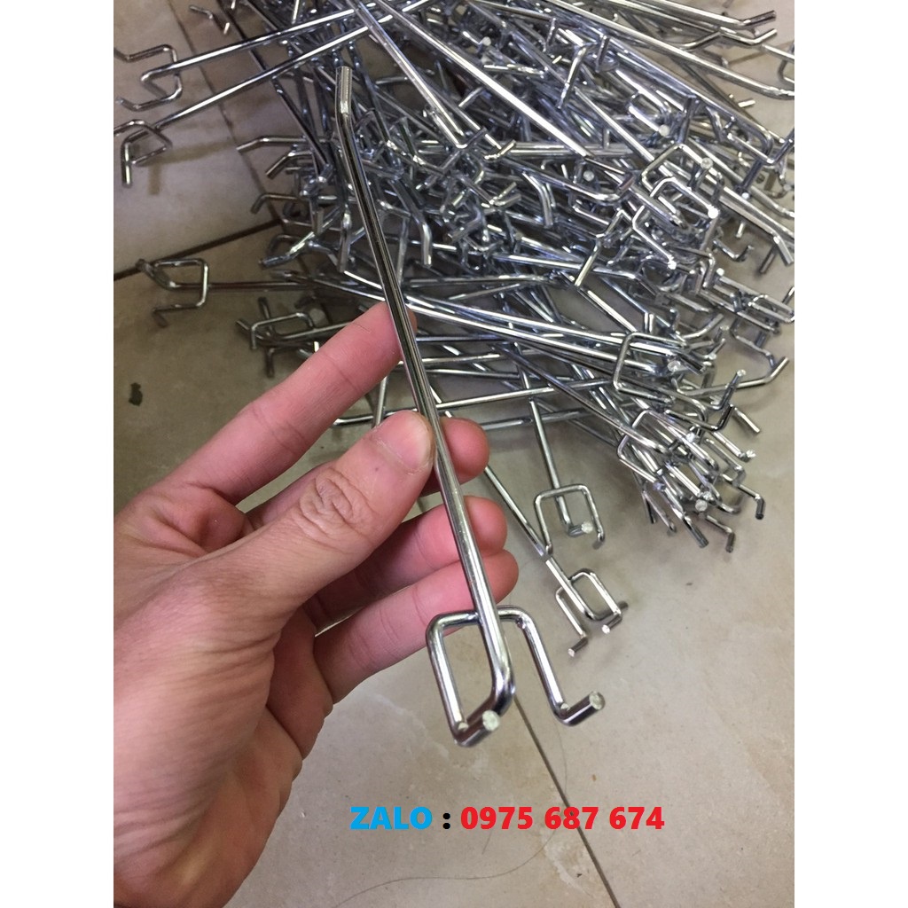 Móc cài tấm lỗ, móc cài tôn đột lỗ, móc 3 càng dài  10cm, 15cm, 20cm dùng cho treo ốp điện thoại ,shop cửa hàng siêu thị