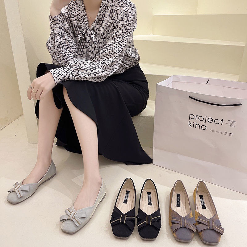 Giày Búp Bê Mũi Vuông Đế Bằng Phong Cách Mới Cho Nữ