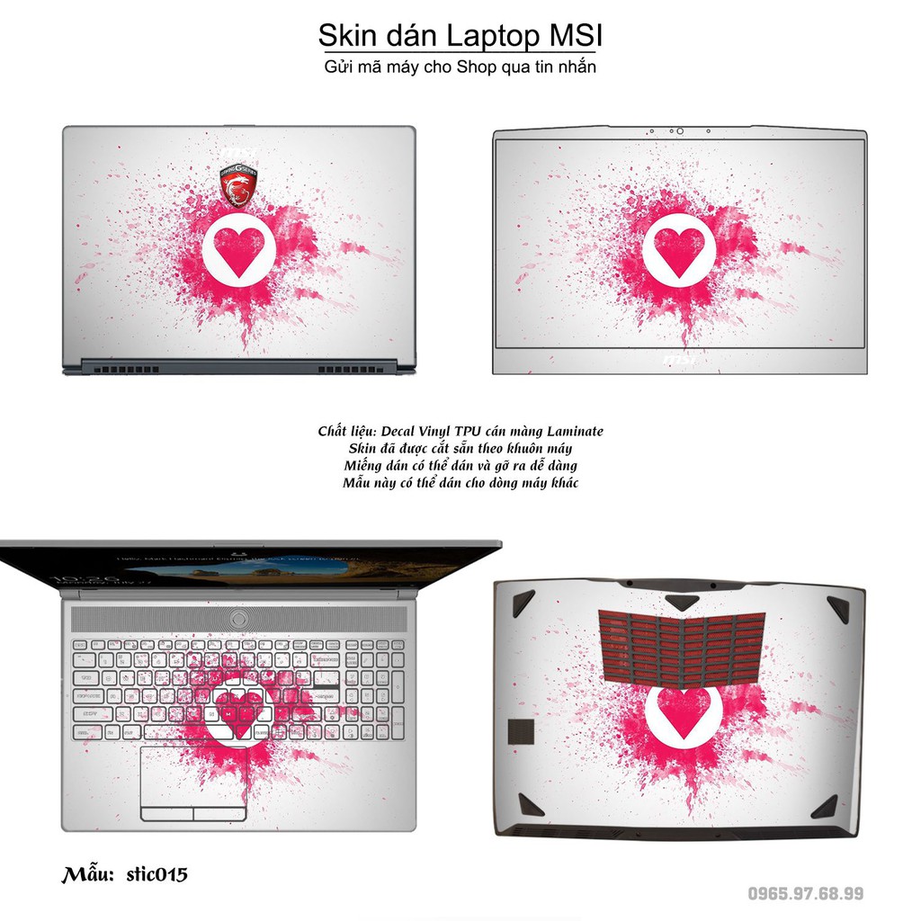 Skin dán Laptop MSI in hình Hoa văn sticker nhiều mẫu 3 (inbox mã máy cho Shop)