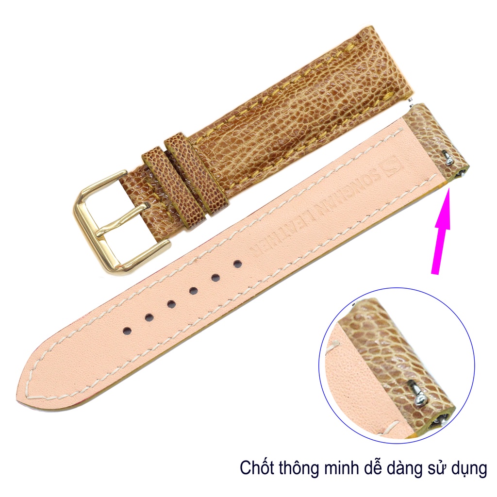 Dây Da Đà Điểu Songhan Leather WT19, Dây Đồng Hồ Cao Cấp Gắn Chốt Thông Minh Kèm Khóa Kim Cao Cấp.BH 6 tháng