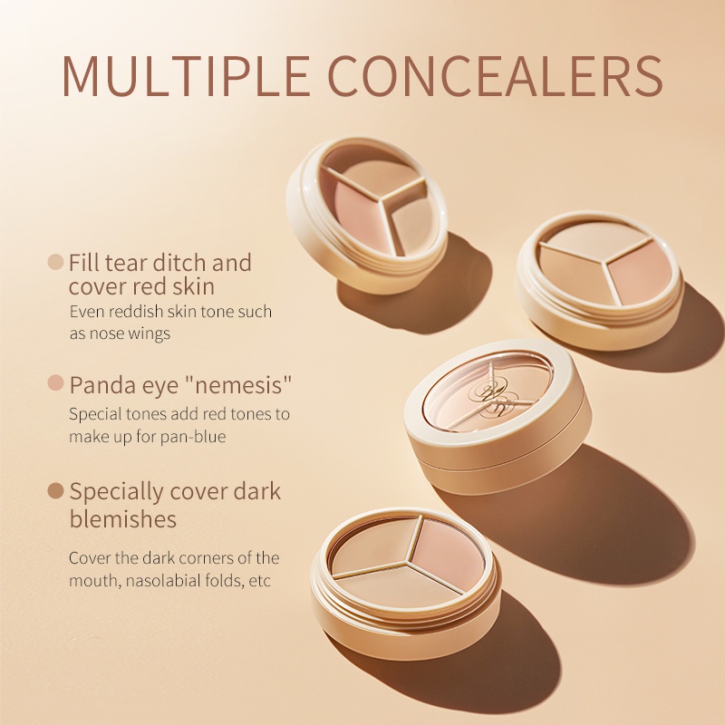 Kem che khuyết điểm ZEESEA Bảng che khuyết điểm ba màu  không thấm nước và lâu trôi 4.5g