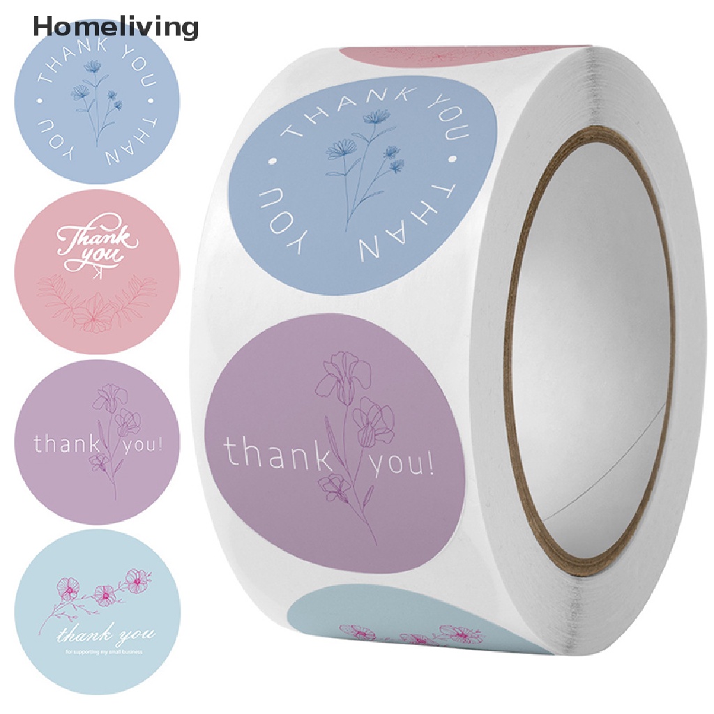 Set 500 Sticker Tròn Họa Tiết Hoạt Hình Thank You Dễ Thương Để Trang Trí