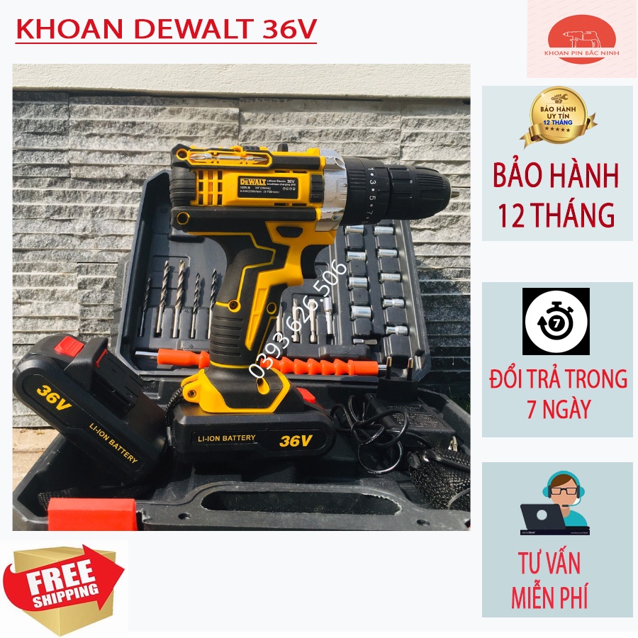 Máy khoan pin Dewalt 36V, khoan tường khoan bê tông,khoan sắt 3 chức năng lõi đồng dễ dàng sử dụng cho còn việc gia đình