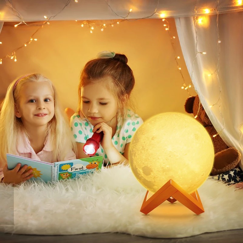 Đèn Ngủ Hình Mặt Trăng 3D Điều Khiển Cảm Ứng Dành Cho Trẻ Em