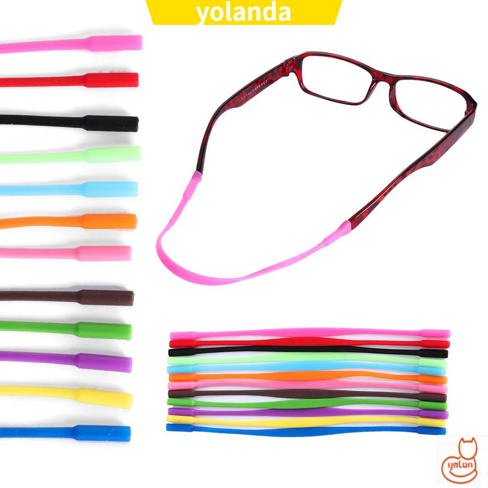 ☆YOLA☆ 2 Pcs Adjustable Silicone Eyeglasses Straps Holder Band Glasses Chain Sunglasses String Ropes Lanyards Sports Cord 13 Colous High Elastic Anti Slip/Multicolor