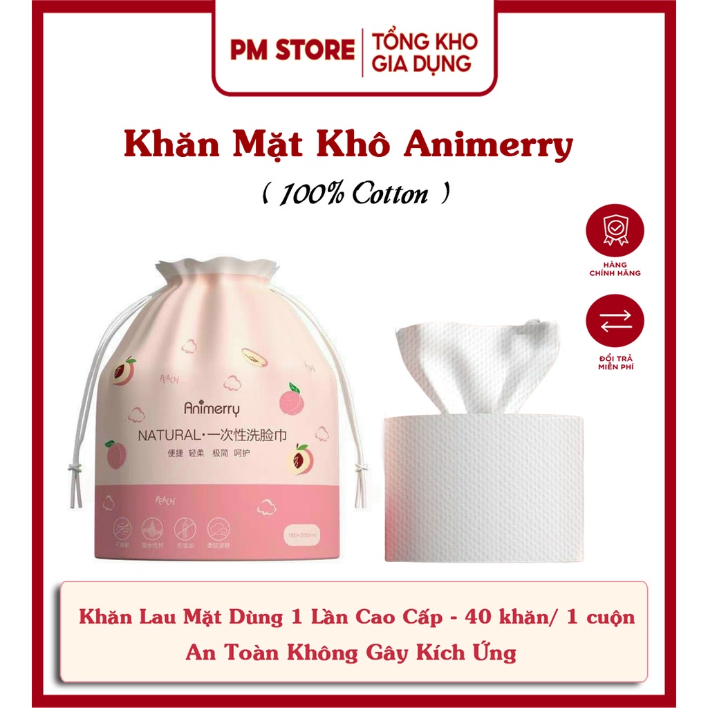 Sỉ- Khăn lau mặt khô đa năng dùng 1 lần Animerry, khăn cuộn 40 miếng tẩy trang Animerry - Phương Mai Store | BigBuy360 - bigbuy360.vn