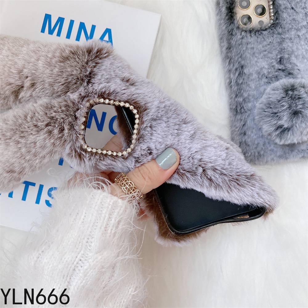 Ốp Điện Thoại Dẻo Bọc Thú Bông Thỏ Giữ Ấm Cho iPhone 14 PRO MAX 13 Pro Max  6 6s 7 8 Plus XS Max XR X 12 Pro Max 11 Pro Max