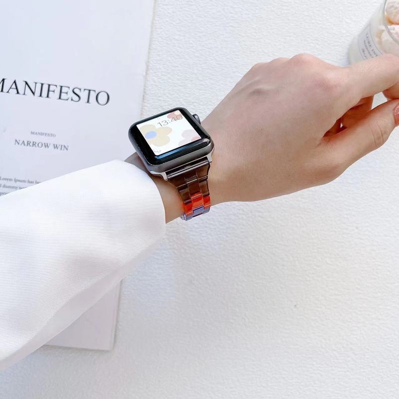 Dây Đeo Đồng Hồ Bằng Nhựa Resin Màu Cầu Vồng Cho Apple Watch 7 6 5 SE 3 2 41mm 45 38 40mm