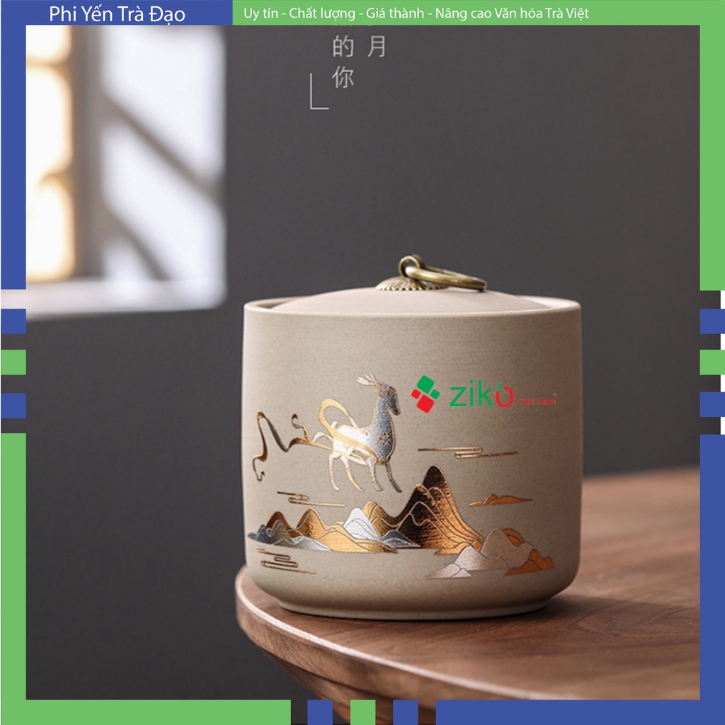 Hũ Đựng Trà Tử Sa Hũ trà nham sa 450ml màu sữa nham sa sang trọng Hà Nội 4 mẫu giao ngẫu nhiên