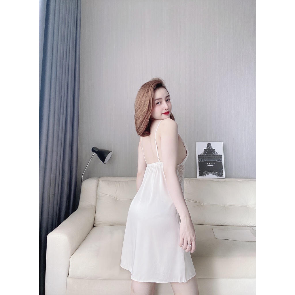 Váy Ngủ Sexy Nữ, Set Choàng Kèm Váy Mút Rời Chất Latin Cao Cấp Dưới 60Kg