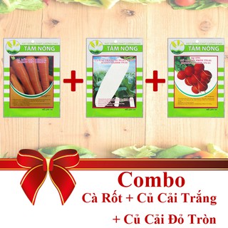 [Combo 3 Gói Hạt Giống] Cà Rốt + Củ Cải Trắng + Củ Cải Đỏ Tròn