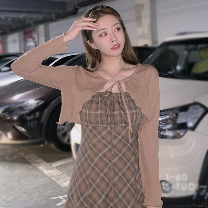 Áo Khoác cardigan Dệt Kim Mỏng Tay Dài Thắt Nơ Kiểu Pháp Dành Cho Nữ