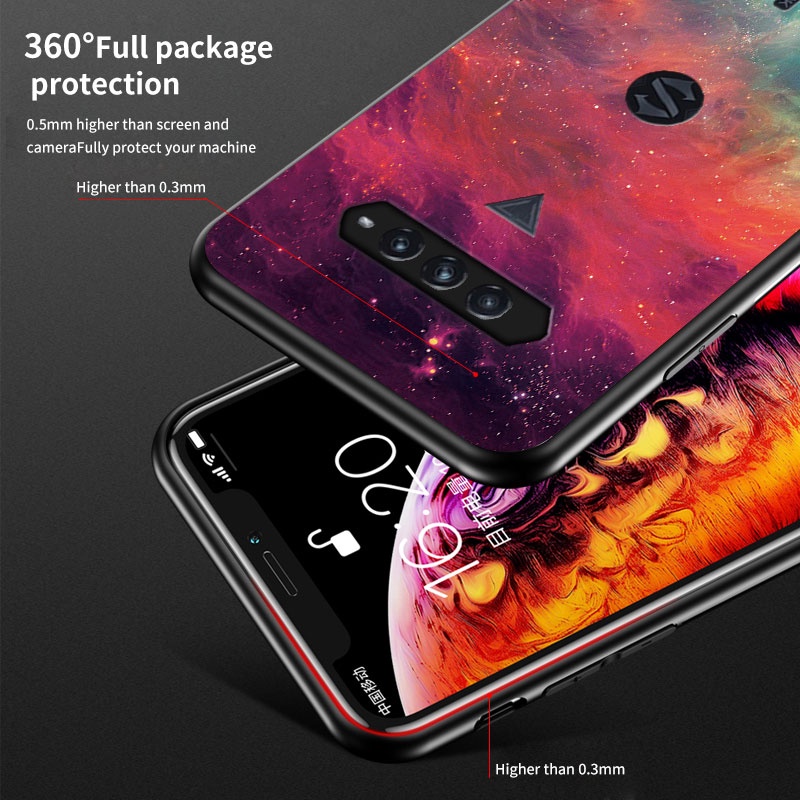 Ốp Điện Thoại Kính Cường Lực Cạnh Silicon Mềm Chống Sốc Cho Xiaomi Black Shark 3 3s 3pro 4 4pro 5 5pro 5RS