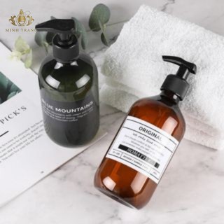 Chai Nhựa Pet Vòi Nhấn 300ML/500ML Thân Nâu/Thân Rêu Đựng Dầu Gội, Sửa Tắm, Gel Rửa Tay