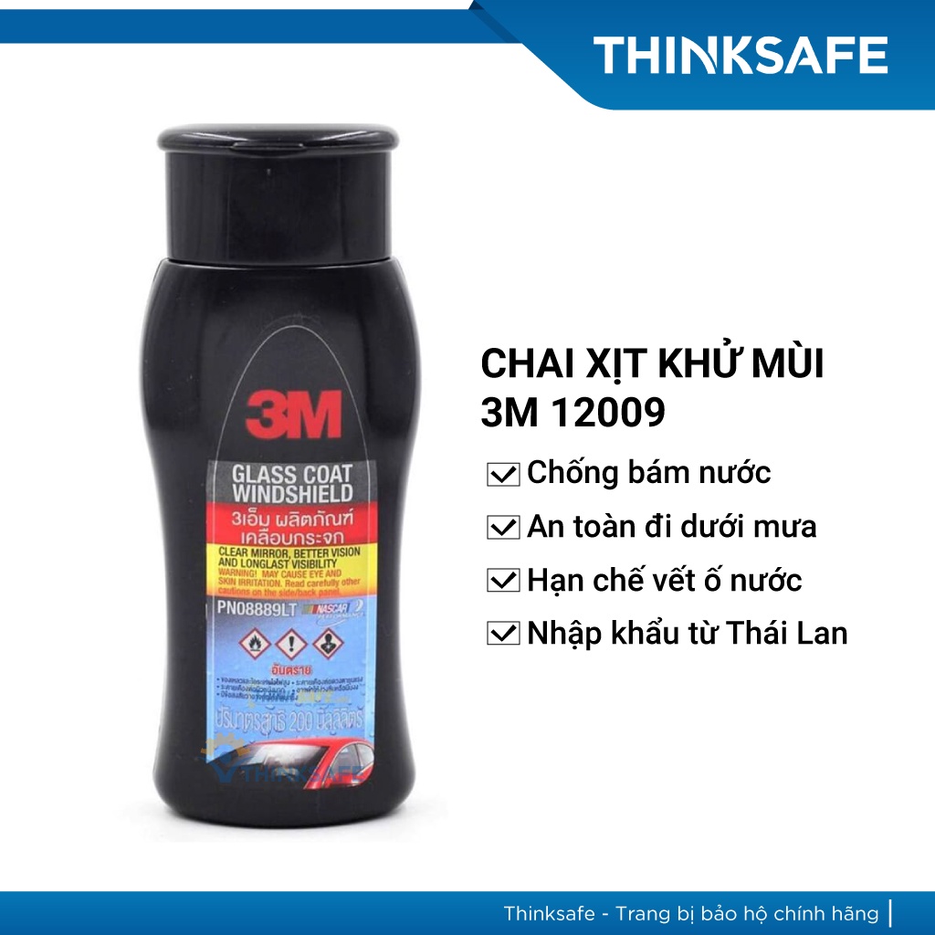 Dung dịch chống bám nước kính xe Glass Coat Windshield 3M 08889 LT 200ml - Thinksafe