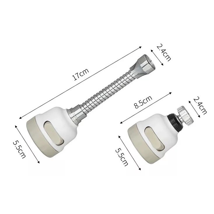 Đầu vòi tăng áp 3 chế độ phun cho bồn rửa chén bát màu trắng sữa có thể xoay 360 độ