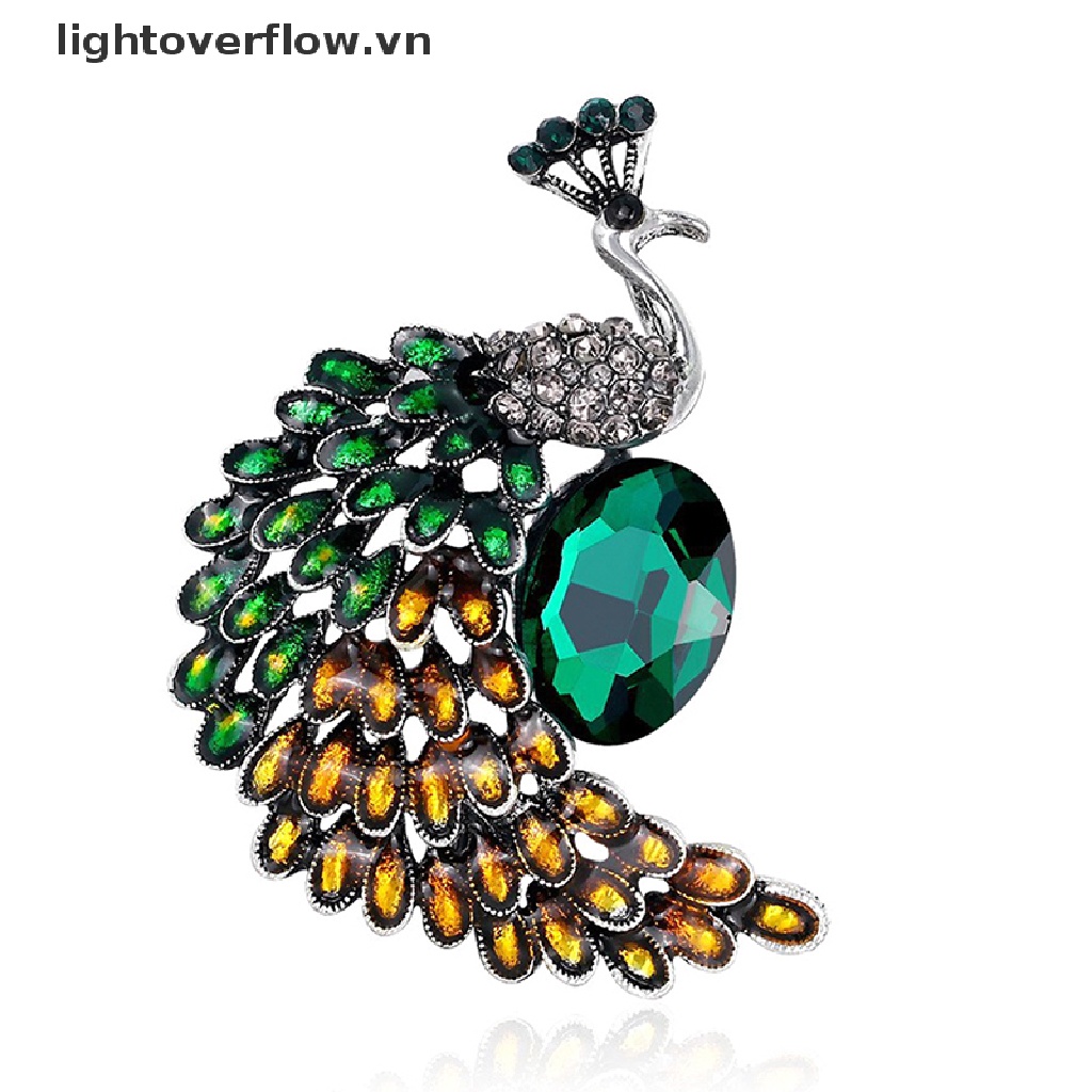 Ghim Cài Áo Hình Chim Công Đính Đá Sang Trọng