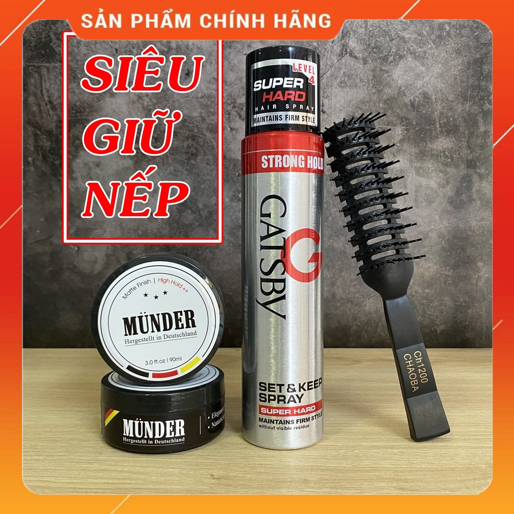 [Giá Hủy Diệt - 🎁𝐅𝐑𝐄𝐄 𝐒𝐇𝐈𝐏🎁] Sáp Vuốt Tóc Nam MUNDER + Gôm Keo Xịt Tóc Gatsby + Tặng Lược | Wax tóc nam | Gel tóc nam