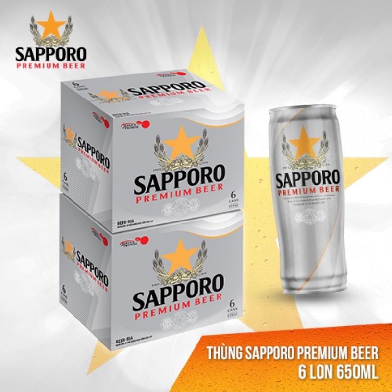 Thùng 6 lon bia Sapporo 650ml