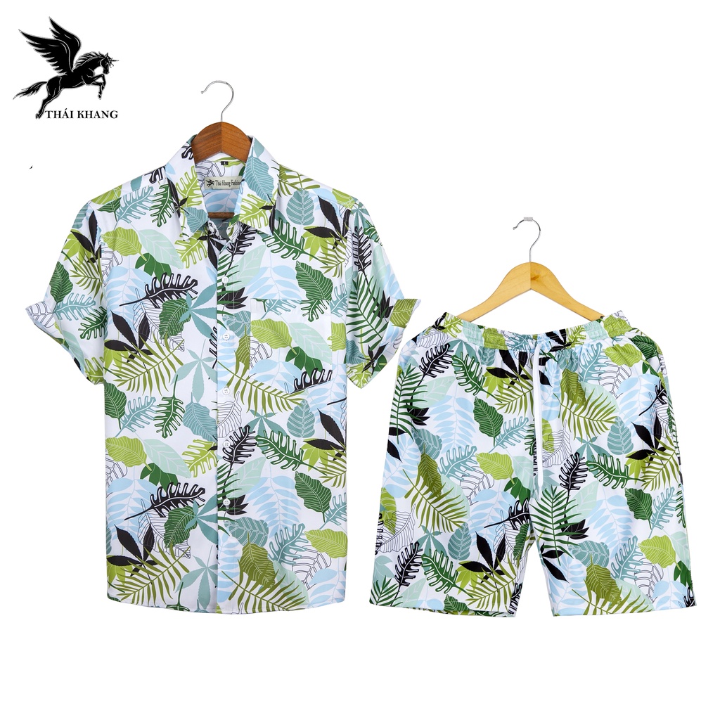 Set đồ đi biển họa tiết THÁI KHANG vải lụa mềm không nhăn co dãn BD3D11