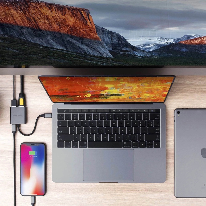 Cổng chuyển Hyperdrive 4K HDMI 3-in-1 USB-C Hub dành cho Macbook, PC và Devices - Hàng chính hãng