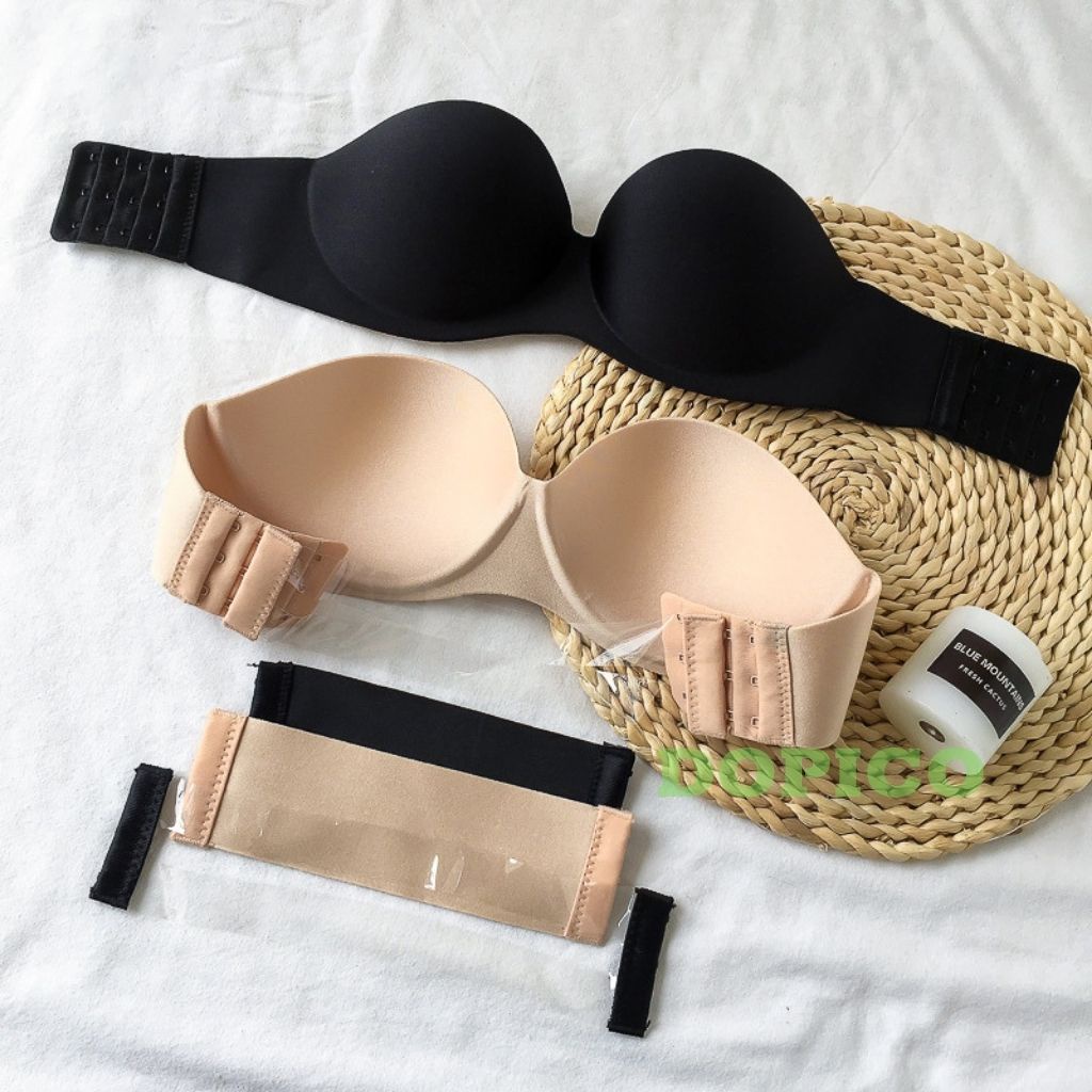 Áo ngực không dây nữ su nâng ngực , áo lót không dây kèm dây trong quây ngang mặc áo hở lưng DOPICO A218