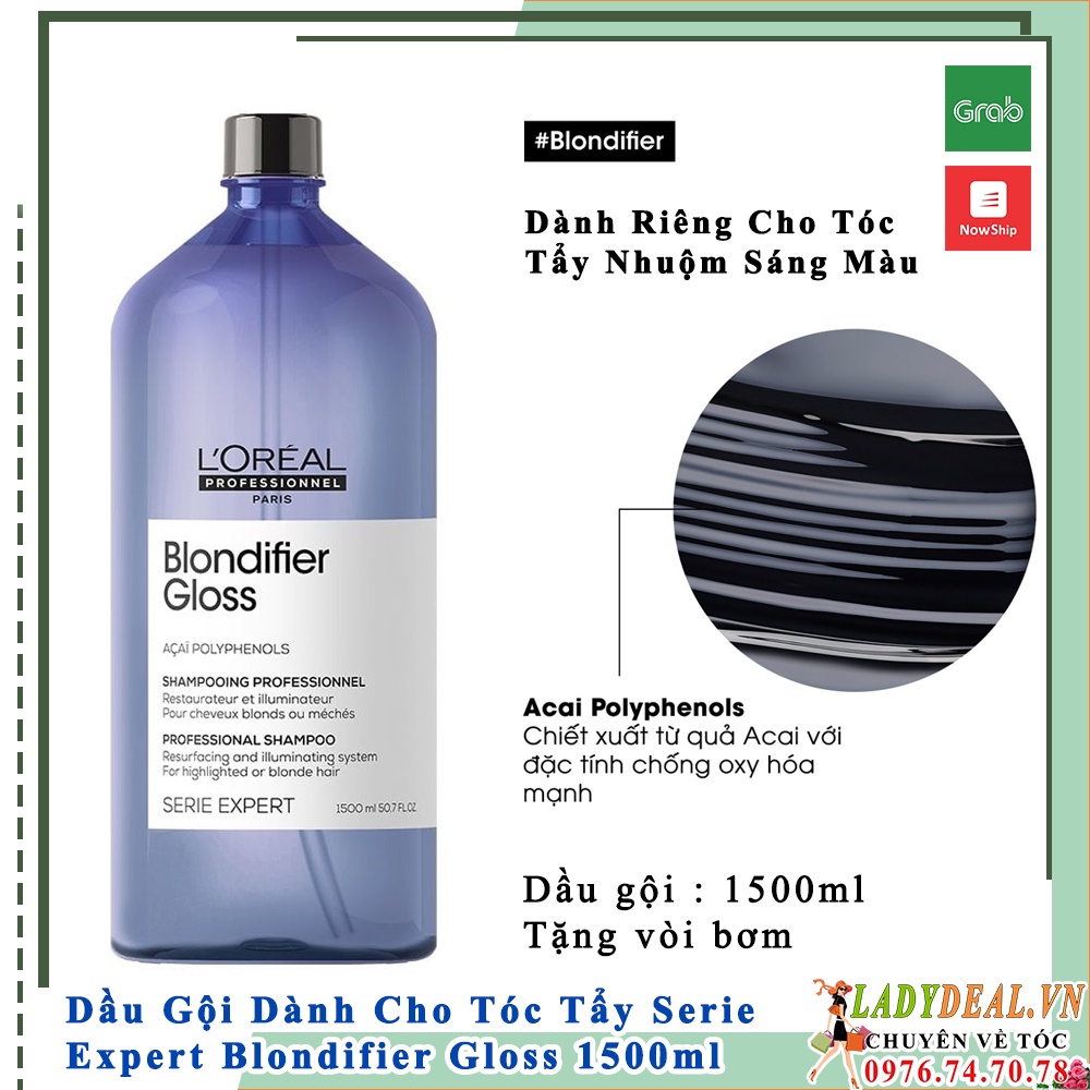 Dầu Gội L'oreal Blondifier Gloss Tăng Độ Bóng Mượt Cho Tóc Tẩy/ Sáng Màu - Chính Hãng