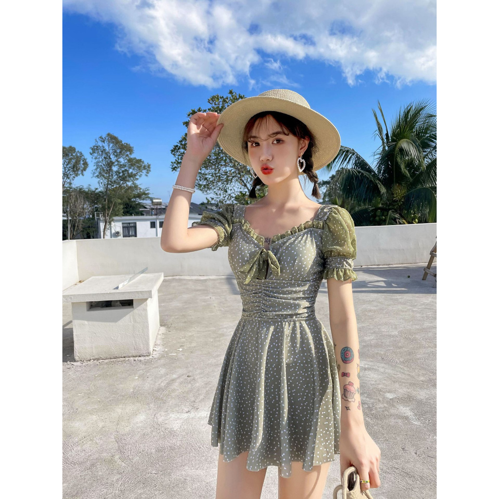 Đồ Bơi Một Mảnh Tay Ngắn Hoạ Tiết Chấm Bi | BigBuy360 - bigbuy360.vn