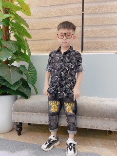 Áo sơ mi lụa mềm cho bé  8-17kg