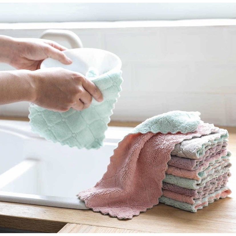 Khăn lau bếp đa năng 2 mặt siêu thấm (lau bếp, bát đĩa, bàn ghế...) kháng khuẩn (1chiếc)