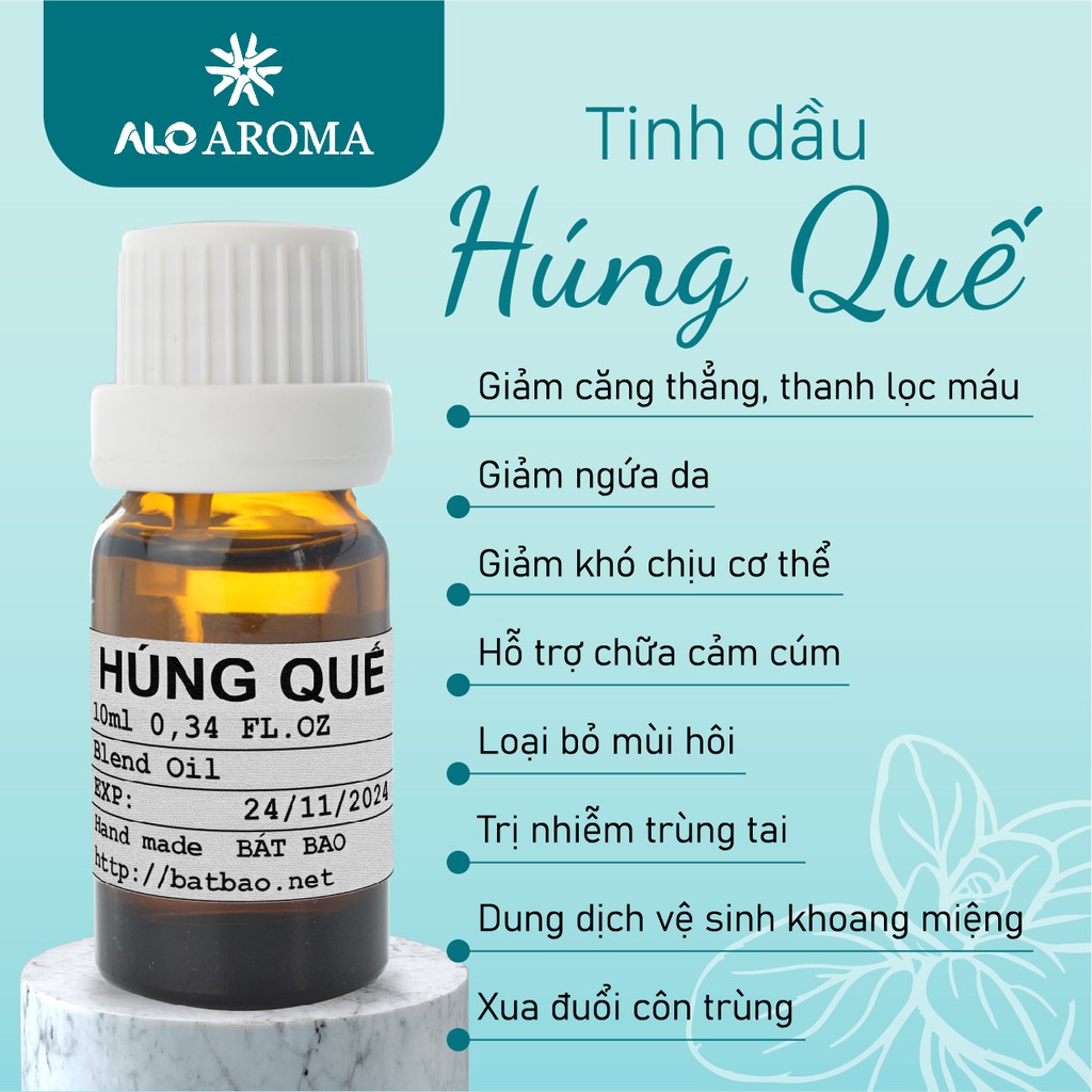 Tinh Dầu Húng Quế Thiên Nhiên giảm căng thẳng, khử mùi, đuổi côn trùng Basil Essential Oil AloAroma