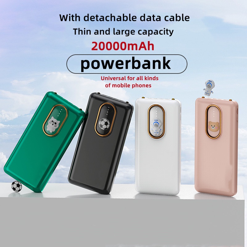 Pin Sạc Dự Phòng DX122 20000mAh Dung Lượng Lớn Thiết Kế Dễ Thương Với 4 Dây Cáp Sạc Tiện Dụng