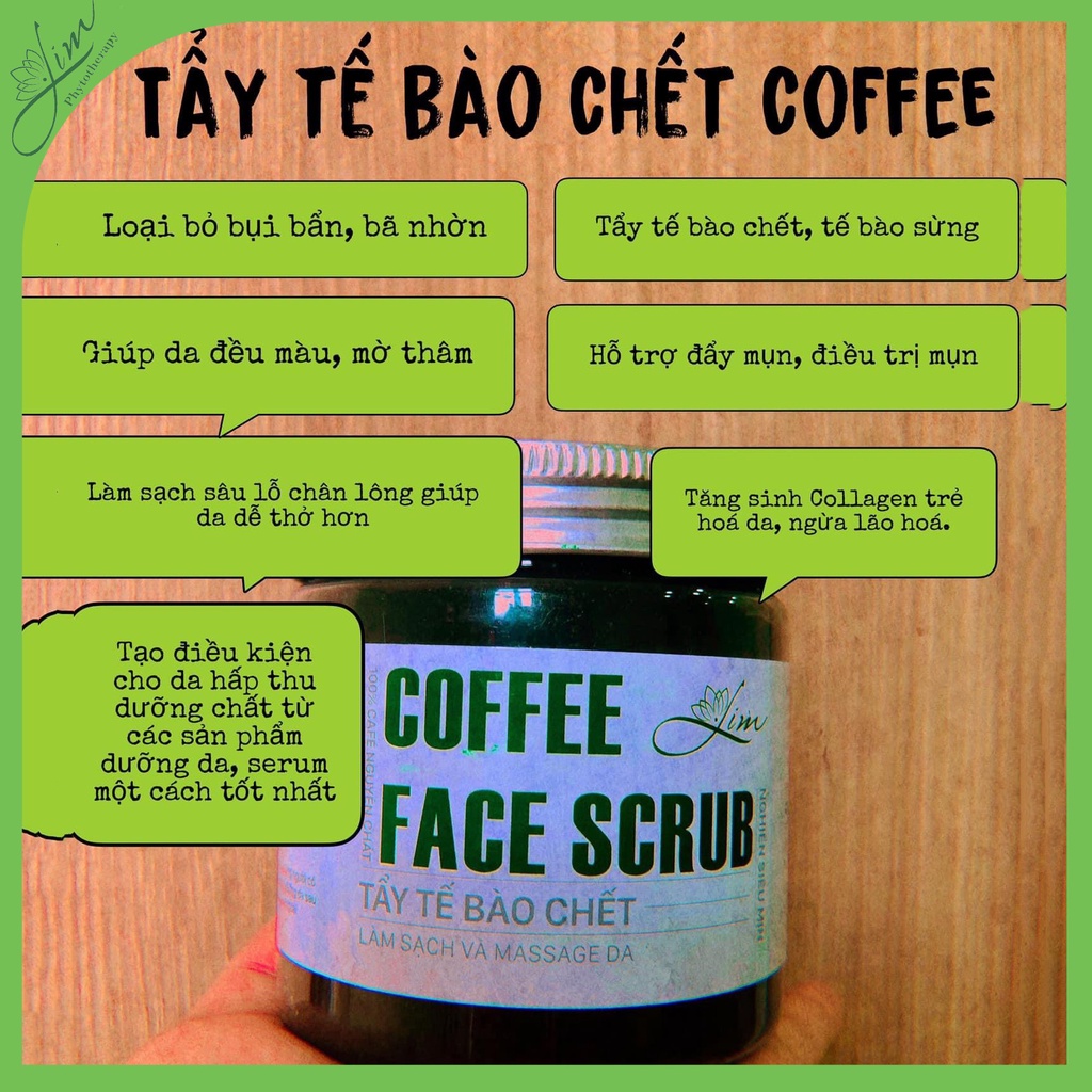 Tẩy tế bào chết coffee giúp trắng da ngừa mụn giảm thâm ngăn ngừa lão hóa da _ Lim farm & food