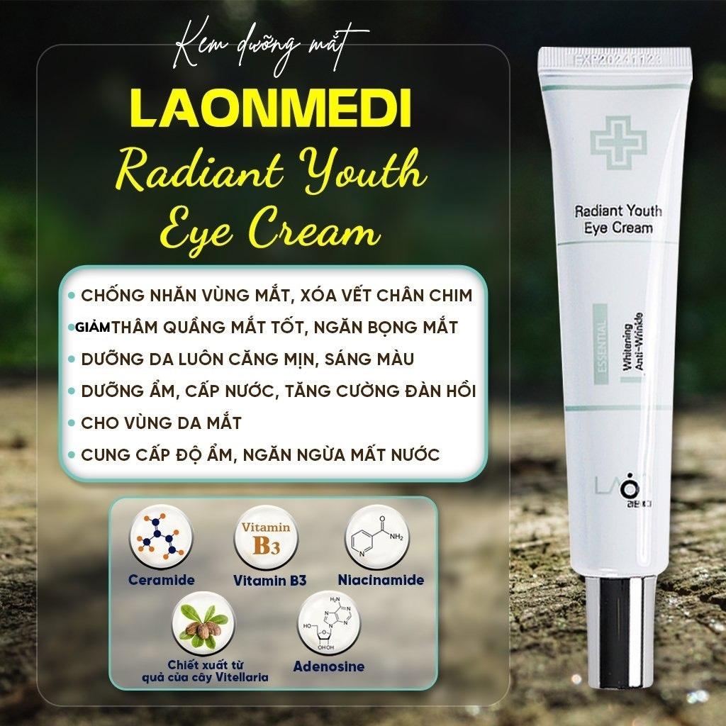 Kem dưỡng mắt, giảm thâm, cải thiện nếp nhăn Esential Radiant youth LAON - Sale Chính hãng