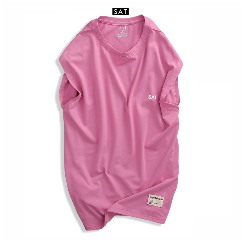Áo thun ba lỗ tanktop nam trơn SAT-05, vải cotton mềm mịn, dày dặn, trẻ trung chuẩn form SAT