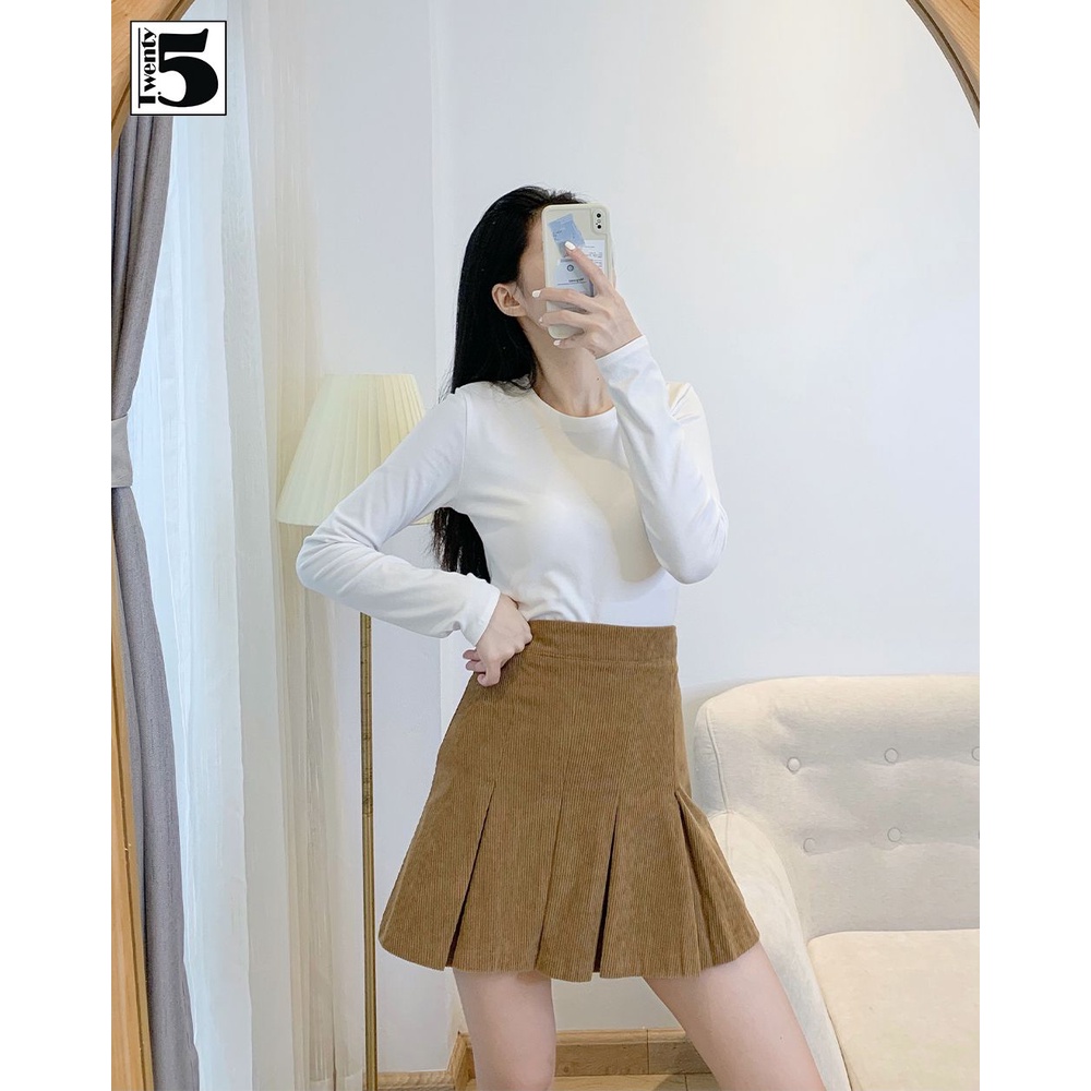 Chân váy nhung gân xếp ly dáng ngắn Twentyfive 3874 | BigBuy360 - bigbuy360.vn
