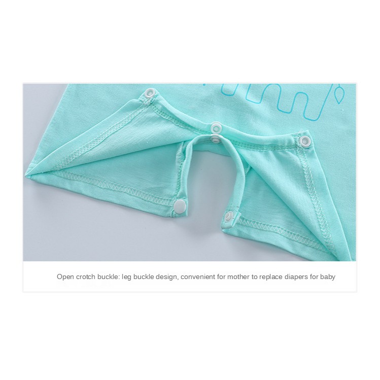 Bộ áo liền quần tay ngắn chất liệu cotton in họa tiết hoạt hình cho bé sơ sinh 0-24 tháng tuổi
