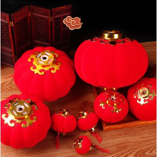 Lồng đèn nhung đỏ nhí trang trí tết, trang trí quán shop nhiều size