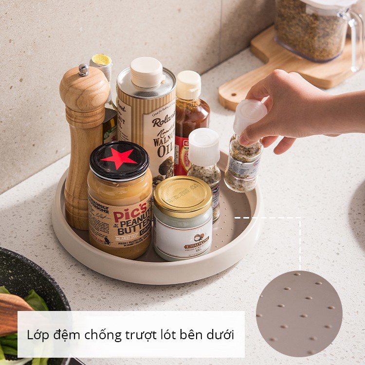 Khay nhựa đựng lọ gia vị xoay 360 độ phong cách Bắc Âu