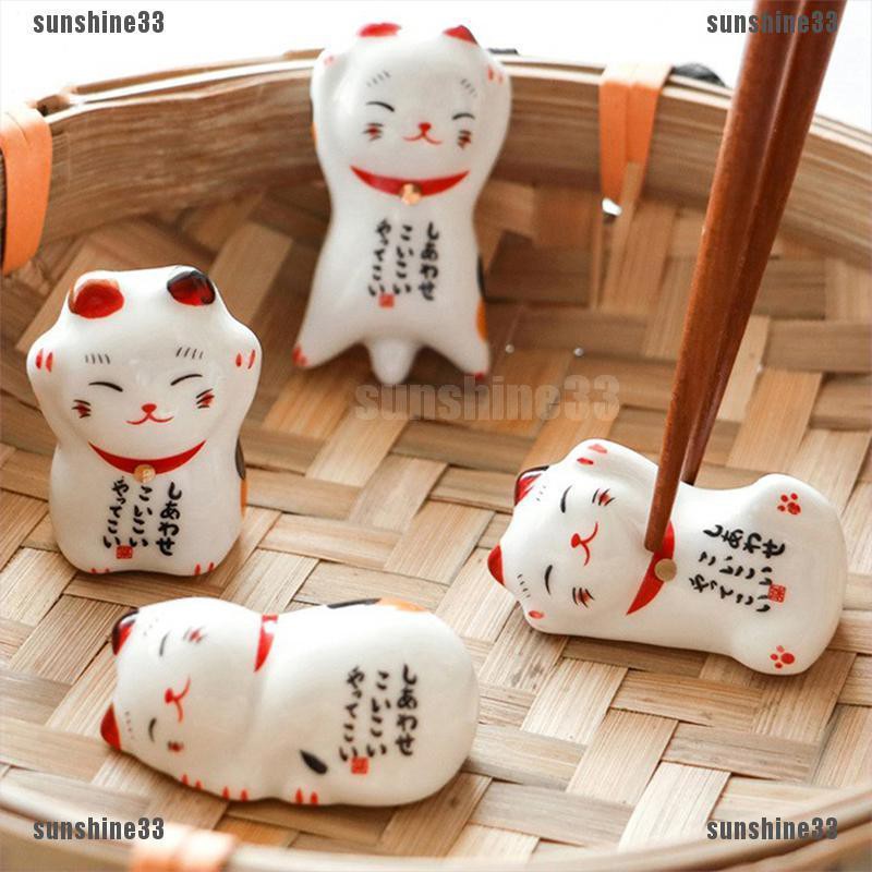 Giá Đỡ Đũa Hình Mèo May Mắn Bằng Sứ Phong Cách Nhật Bản