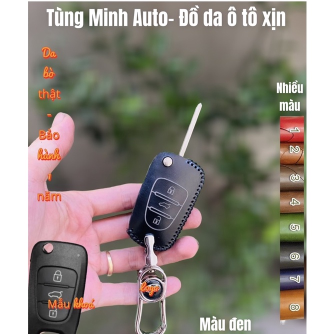 Bao Da móc Chìa Khóa ÔTô Kia Morning, Forte, Carens chìa cơ gấp đời cũ, bọc chìa khoá xe hơi da bò xịn xod
