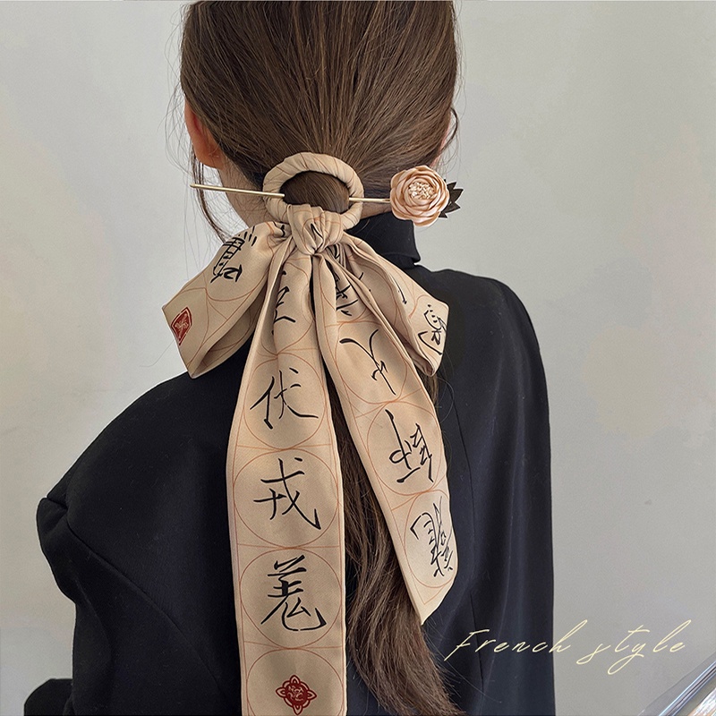 Kẹp Tóc Nơ Ruy Băng Dài Bằng Lụa Chiffon Phong Cách Hàn Quốc Cổ Điển Thời Trang Cho Nữ