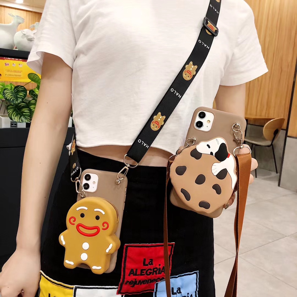 Cute cartoon pig snoopy biscuit Gingerbread Man zipper wallet soft phone case for samsung note 20 ultra s20 fe A21S A11 M11 A31 A51 A71 M30S A40S A10 A20 A30 A50 A30S A50S A70 ultra