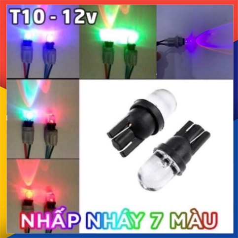 01 bóng LED T10 sáng tốt ĐÚC KÍNH như zin lắp mặt đồng hồ, demi, xi nhan xe máy, ô tô DC 12v