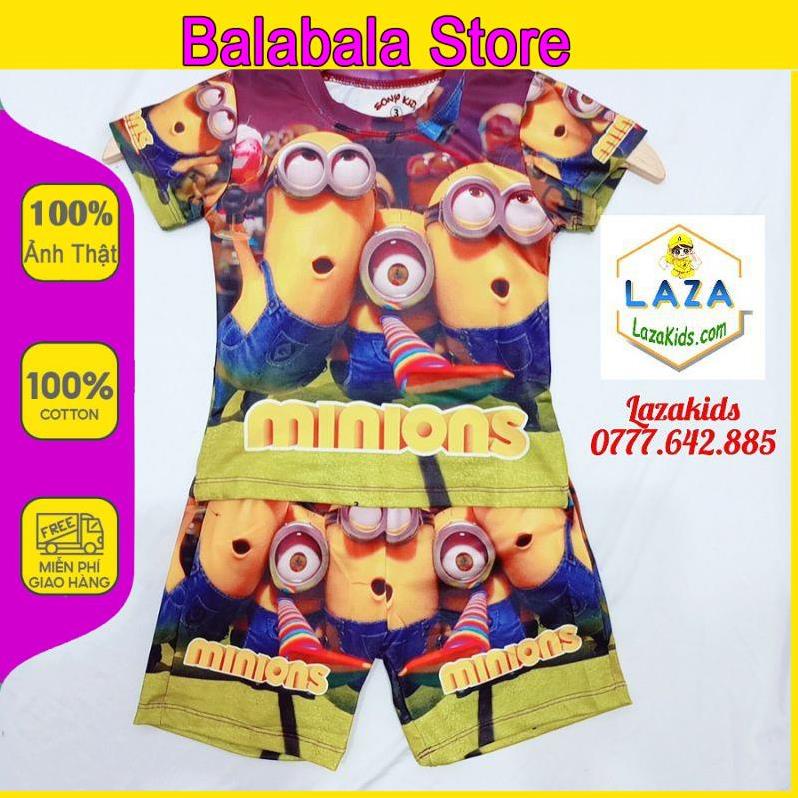 Quần áo trẻ em bé trai 5-14 tuổi Đồ bộ bé trai- Hoạt hình 3D minion thun lạnh 4 chiều BalaBala Store