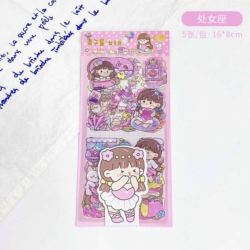 Set 5 tấm Sticker cắt sẵn CUNG HOÀNG ĐẠO - shop Liam